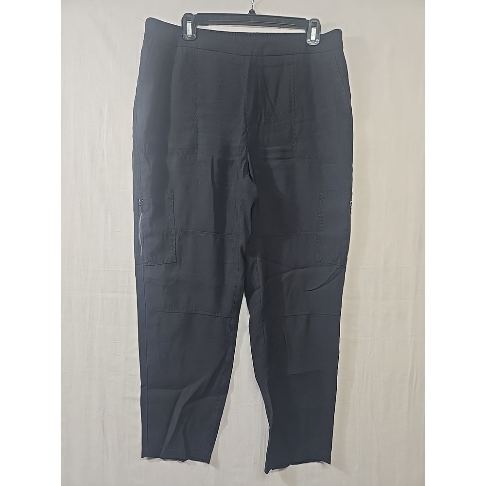 Chico's Women's Size‎ 1.5R US 10R Black Rayon Pull On Pants Cargo Pocket Elastic